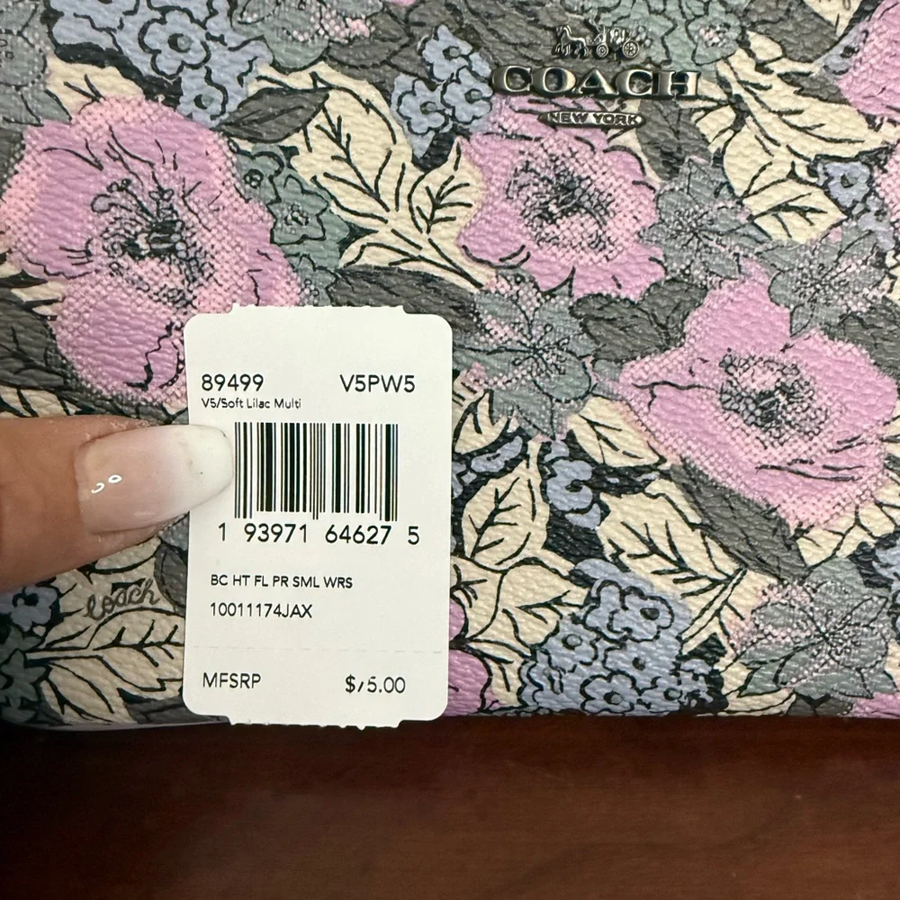 Coach NWT Floral Wristlet Clutch - Lilac and Blue medium wristlet - Picture 6 of 11